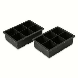 Two black silicone extra large ice cub trays