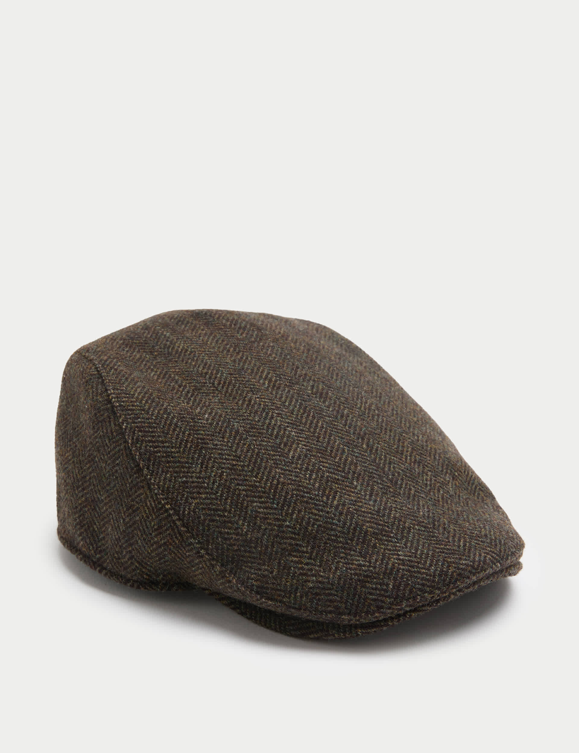 Pure Wool Herringbone Flat Cap