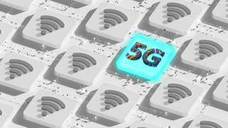 Graphic showing a block of 5G amid blocks of Wi-Fi 