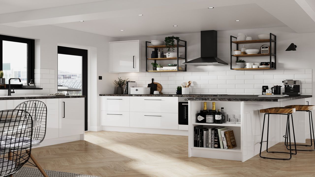 black and white kitchen