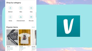 In-app screenshot and app icon of Vinted