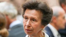 Princess Anne’s checked coat in Kent. Seen here she attends an event celebrating 200 years of Henry Poole banking with Coutts