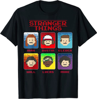Stranger Things Group Shot 8-Bit Box Up T-Shirt: $22 @ Amazon