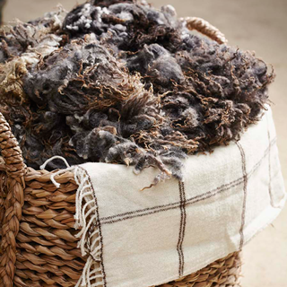 basket with wool and towel