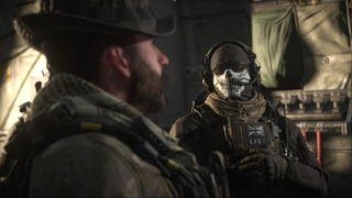 Two central characters, hardened soldiers, from Call of Duty: Modern Warfare 3 share a meaningful look.