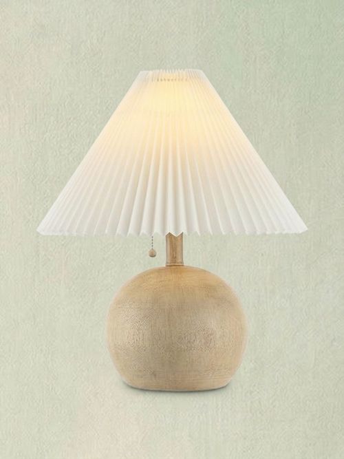 Beige Wood Finish Table Lamp