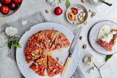 Plum and cardamon upside-down cake.