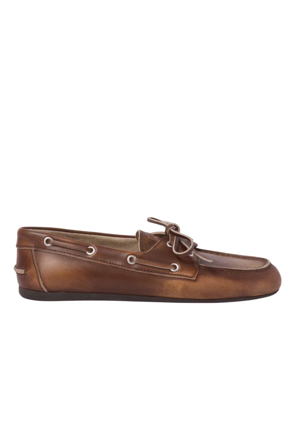 Unlined Bleached Leather Boat Shoes