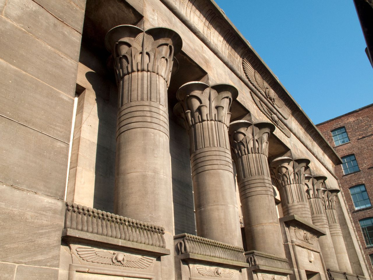 Egyptian-style facade of a factory in Leeds