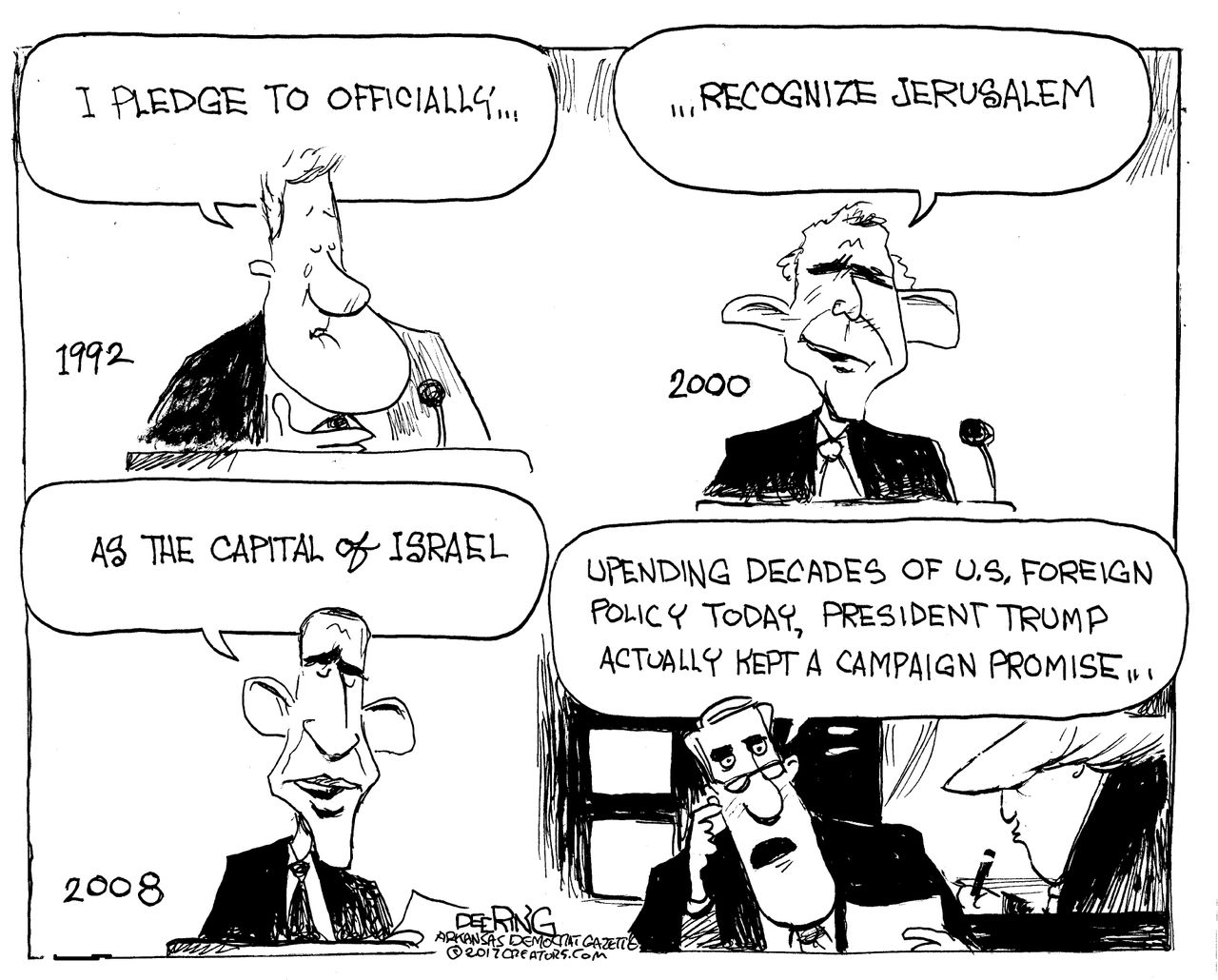 Political cartoon U.S. Trump Jerusalem media liberal bias