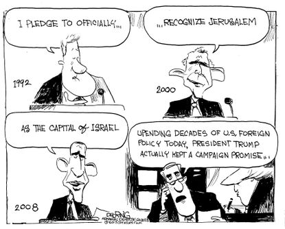 Political cartoon U.S. Trump Jerusalem media liberal bias