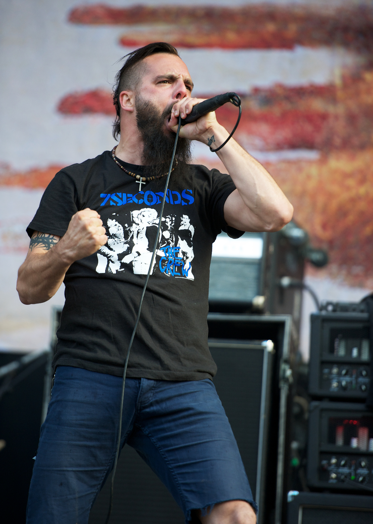 Jesse Leach screaming on stage at Download in 2012