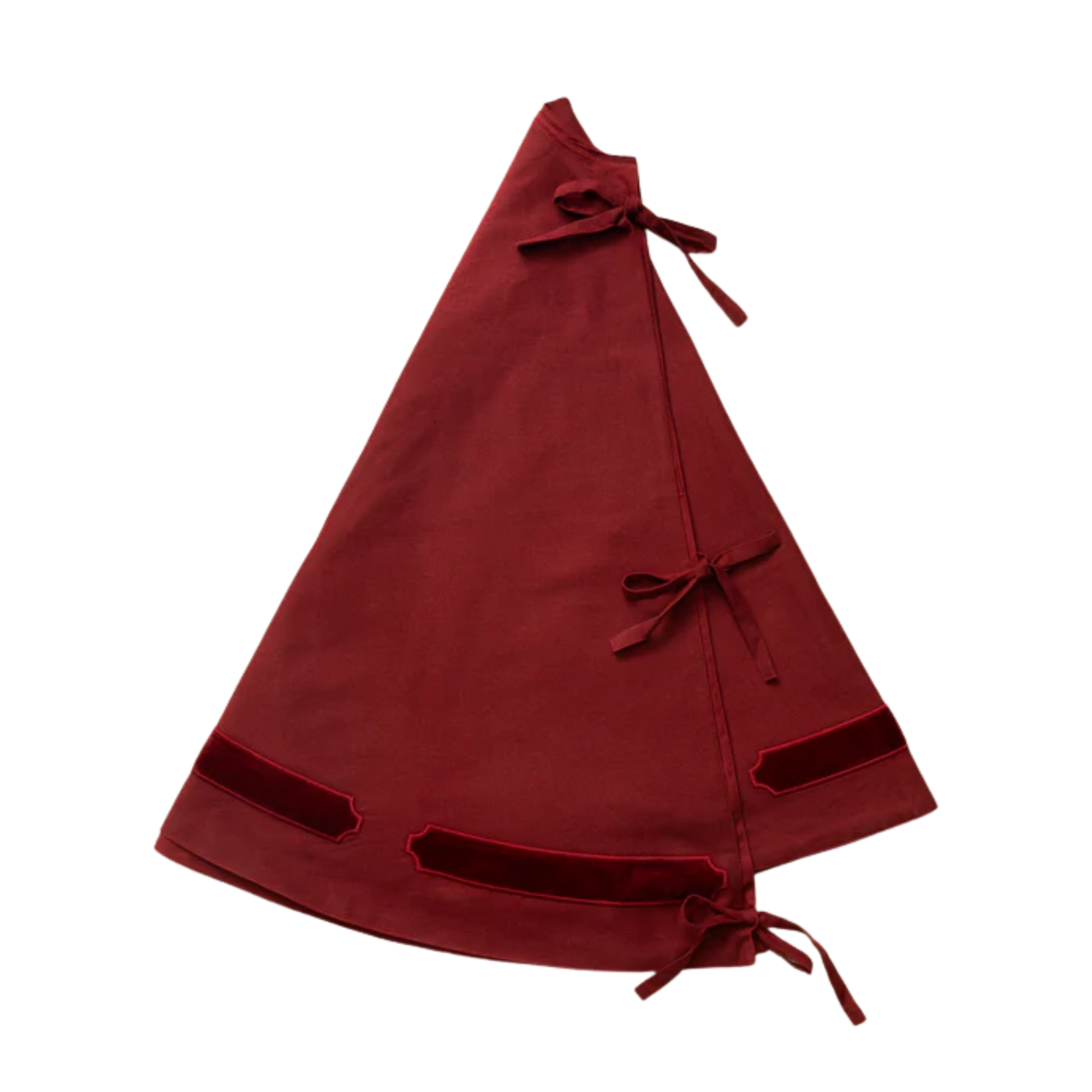 a red tree skirt