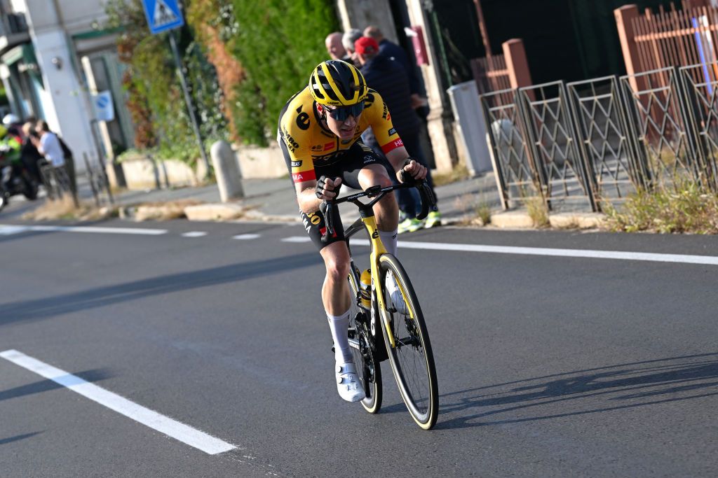 VARESE ITALY OCTOBER 04 Thomas Gloag of United Kingdom and Team Jumbo Visma attacks during the 101st Tre Valli Varesine 2022 a 1963km one day race from Busto Arsizio to Varese 377m TreValliVaresine on October 04 2022 in Varese Italy Photo by Dario BelingheriGetty Images