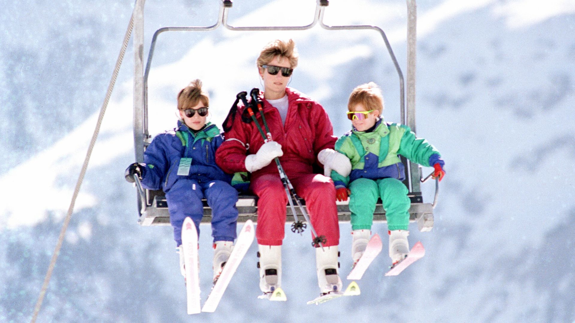 Princess Diana in Lech with Harry and William