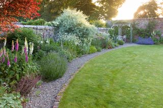 walled garden Debigh curved herbaceous border