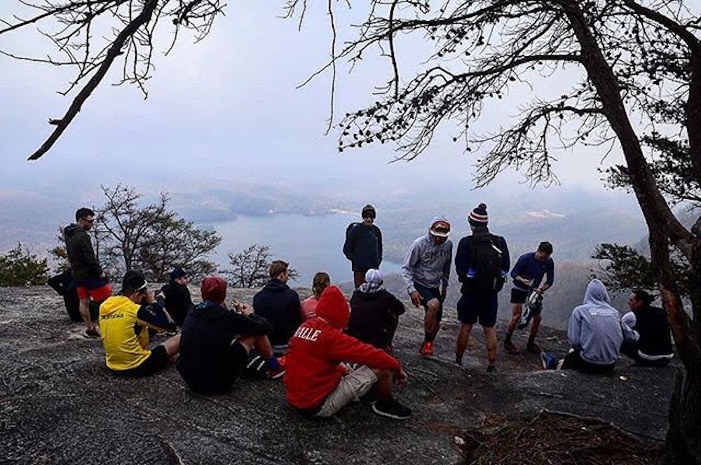 The team went hiking