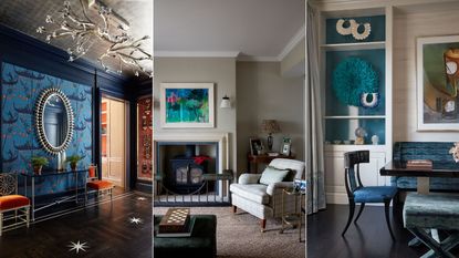 three interiors with decorative details 