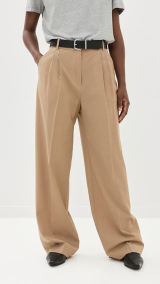 Wide Leg Pleated Trousers