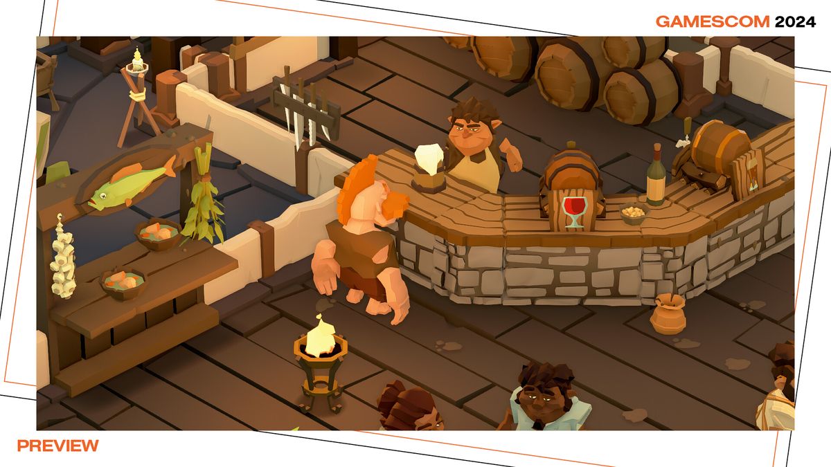 An adventurer being served at a bar in Tavern Keeper