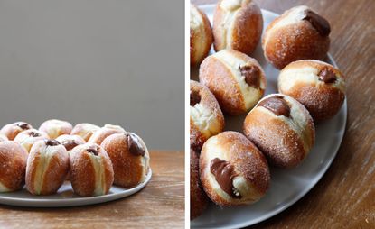 Sugared doughnuts with chocolate filling
