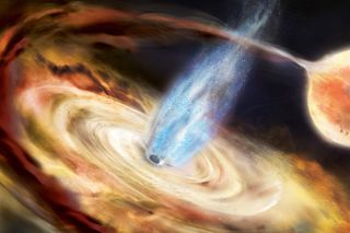 Black holes feed on surrounding gas and dust, producing bursts of bright X-ray light that bounce and echo off the infalling material.