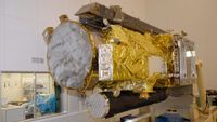 The Japan Aerospace Exploration Agency's (JAXA) Hinode (Solar-B) spacecraft seen being prepared for its launch.