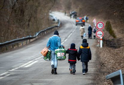 Groups fleeing Ukraine cross the border into eastern Slovakia