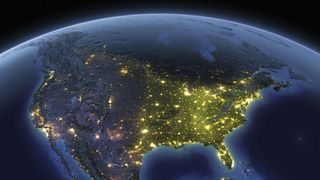 Earth at night USA - stock photo