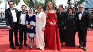 Director Sahra Mani, Jennifer Lawrence, Justine Ciarrocchi and guestsattend the "Anatomie D'une Chute (Anatomy Of A Fall)" red carpet during the 76th annual Cannes film festival at Palais des Festivals on May 21, 2023 in Cannes, France.