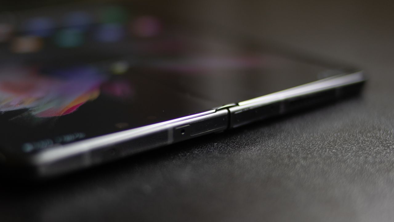 A closeup of the Samsung Galaxy Z Fold 3 hinge