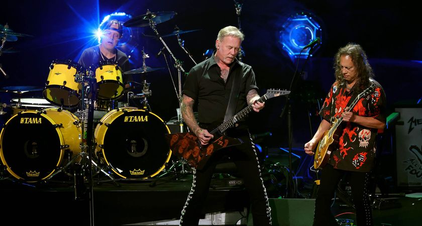 Metallica's James Hetfield, Lars Ulrich and Kirk Hammett perform at the band's 2024 charity event, the All Within My Hands Foundation Presents The Helping Hands Concert And Auction 2024