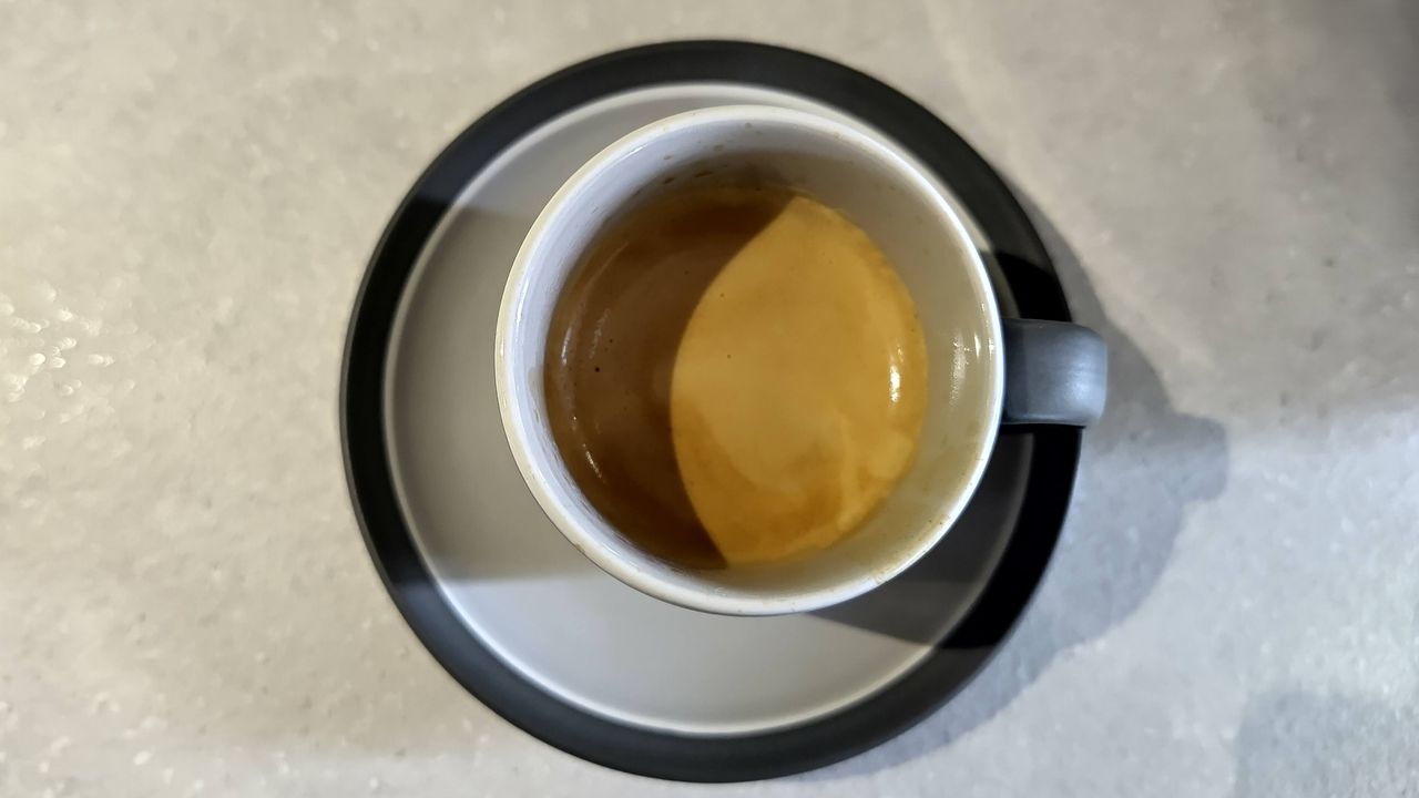 Espresso made using Sage Barista Touch Impress with Cold Brew