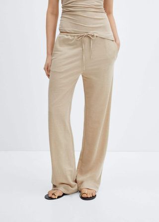 Wideleg Trousers With Elastic Waist - Women