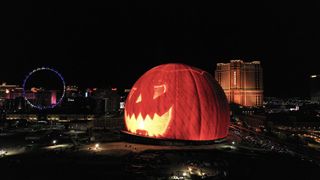 The Sphere at Las Vegas showing a pumkin
