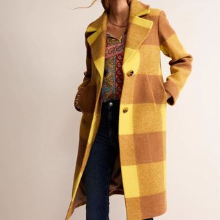 yellow checked coat