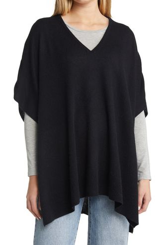 V-Neck Wool & Cashmere Poncho