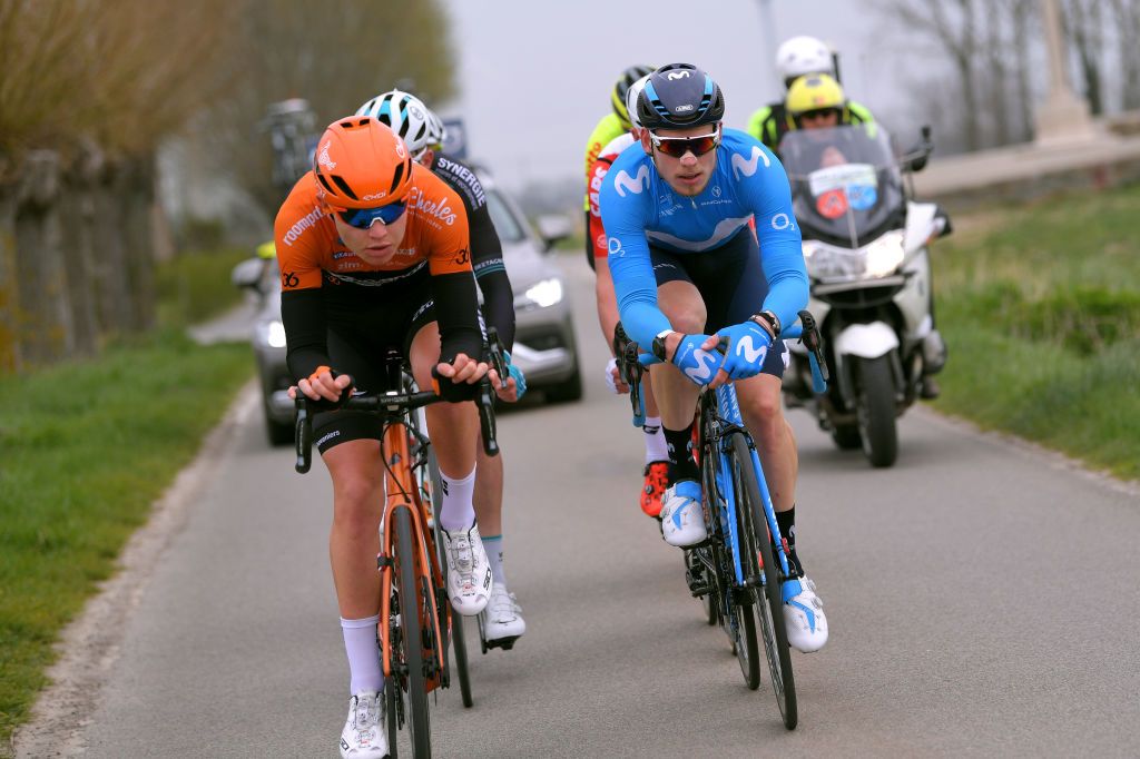 Senne Leysen (Roompot) and Jasha S&uuml;tterlin (Movistar)
