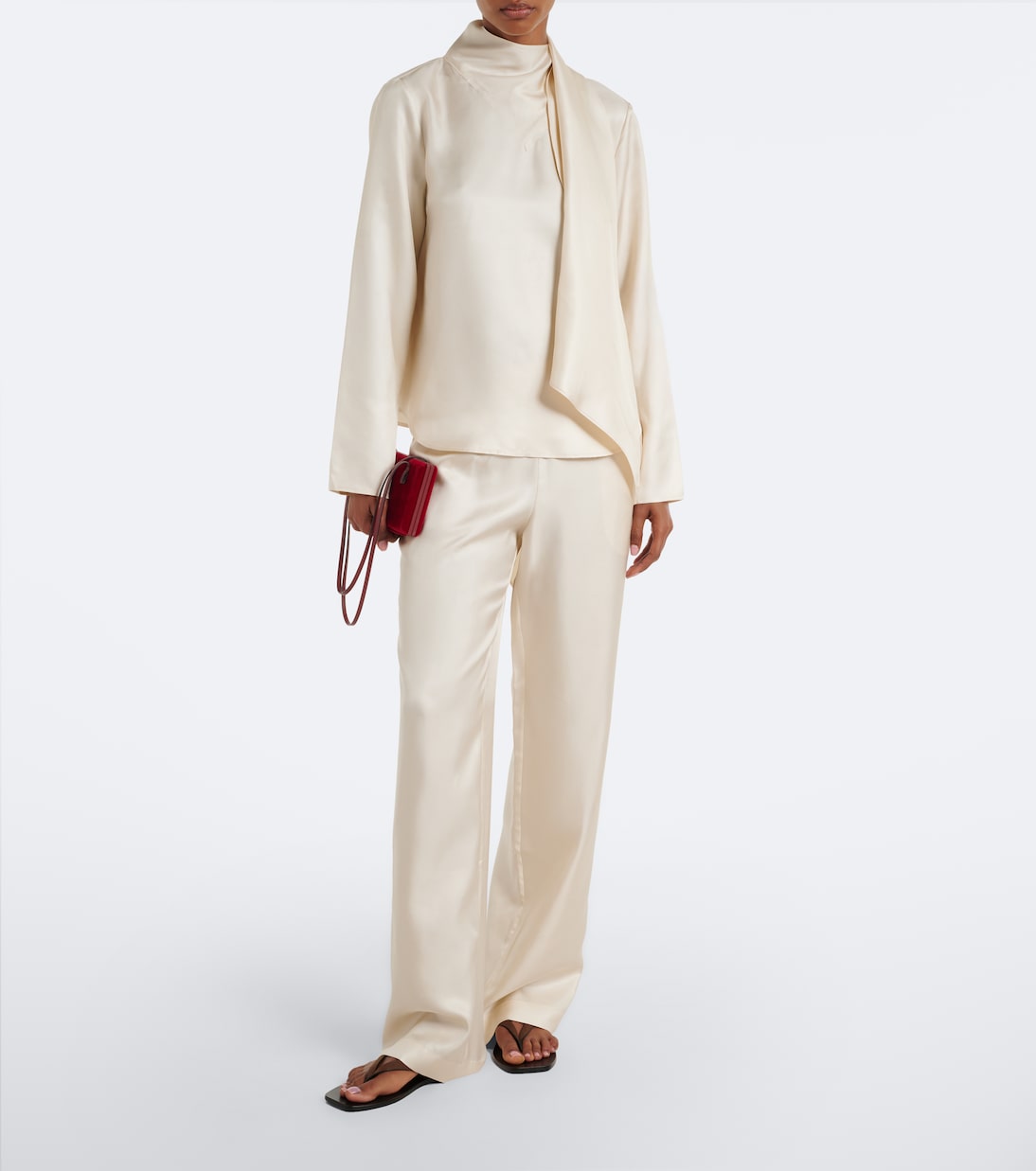 Alera Silk Twill Wide-Leg Pants