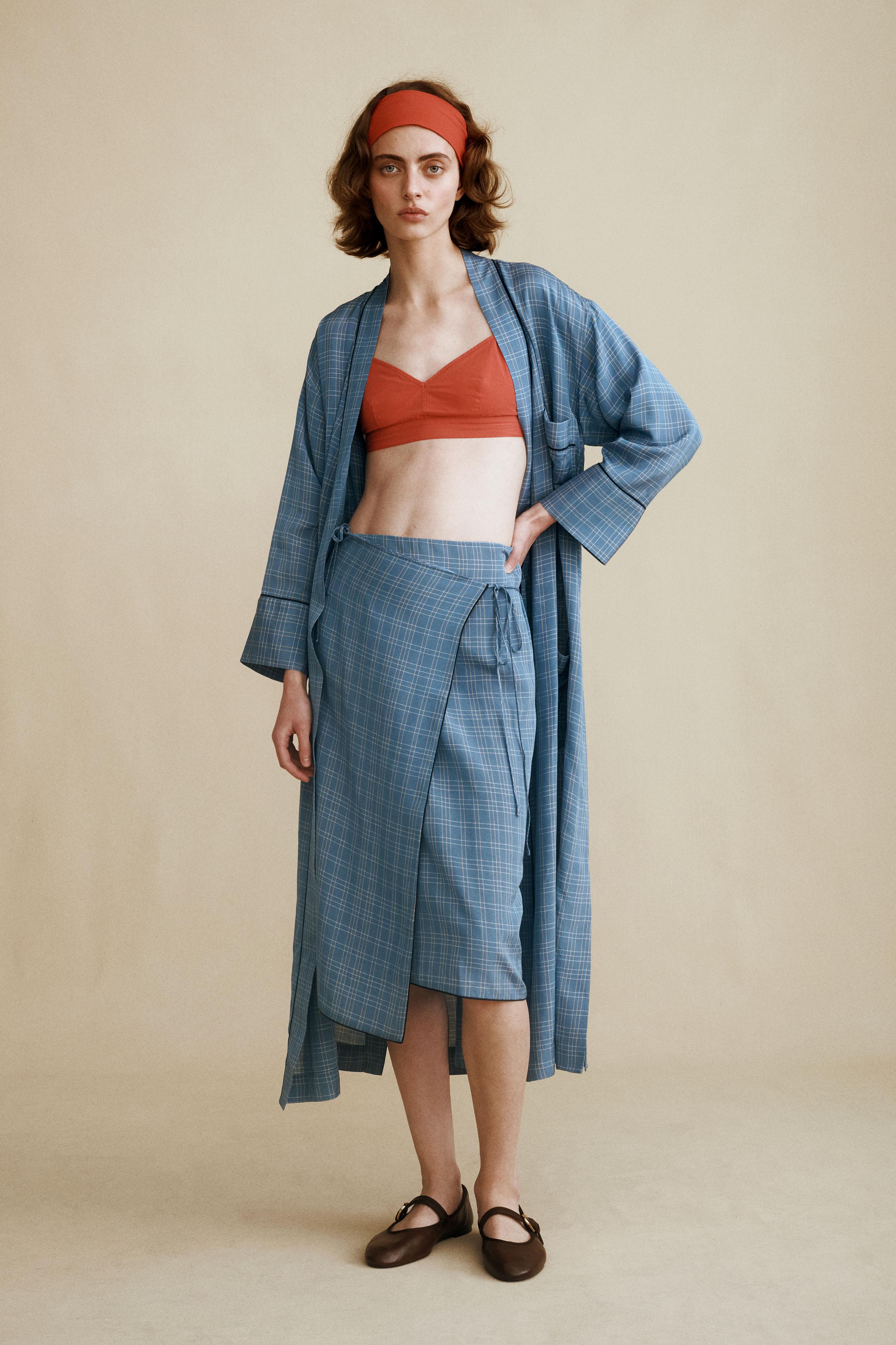 Zw Collection Check Skirt Created by Caramel London X Zara - Blue - Xs