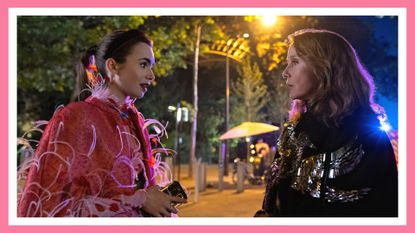 Lily Collins as Emily, Philippine Leroy-Beaulieu as Sylvie Grateau in episode 301 of Emily in Paris