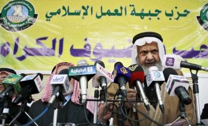 A member of the Muslim Brotherhood speaks at a news conference: The United States will engage in "limited contacts" with the powerful Egyptian political group.