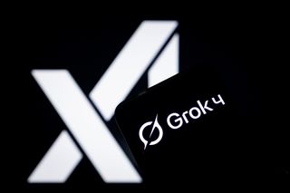 CHONGQING, CHINA - JULY 10: In this photo illustration, the logo of Grok 4 is displayed on smartphone screen with xAI logo in the background on July 10, 2025 in Chongqing, China. Elon Musk on July 10 unveiled Grok 4, a new version of his X platform's AI chatbot.