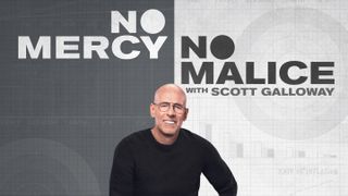 Scott Galloway sitting on a stool in No Mercy No Malice poster