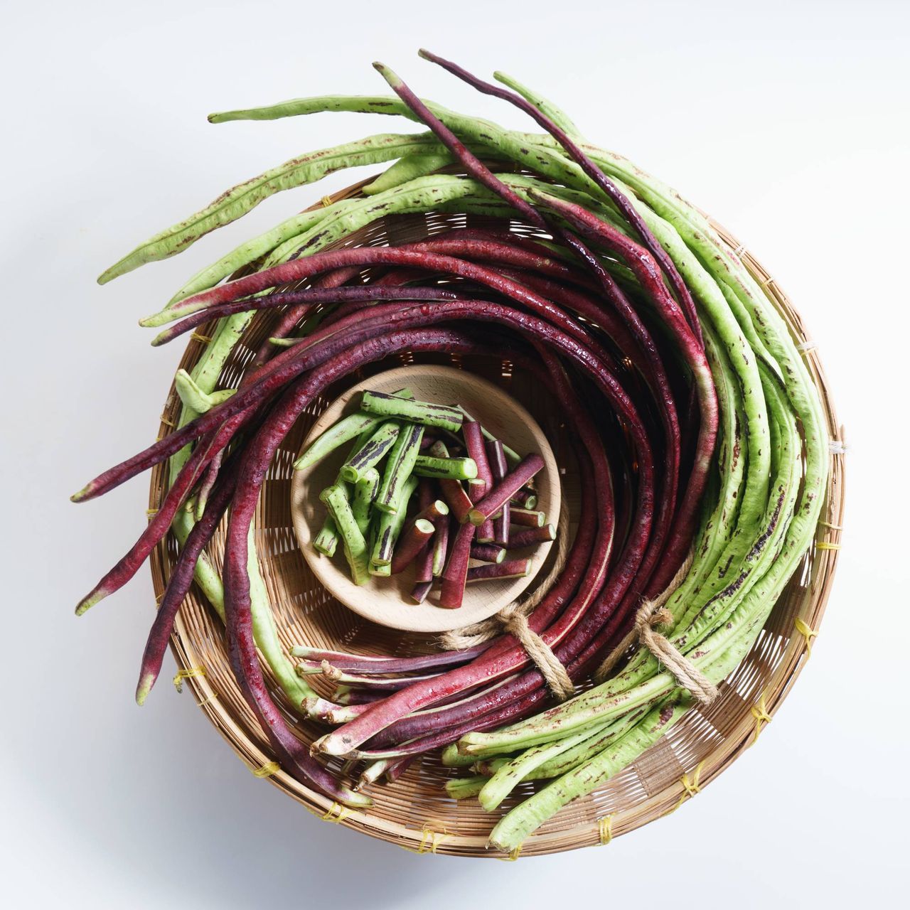 Yard long beans in basket
