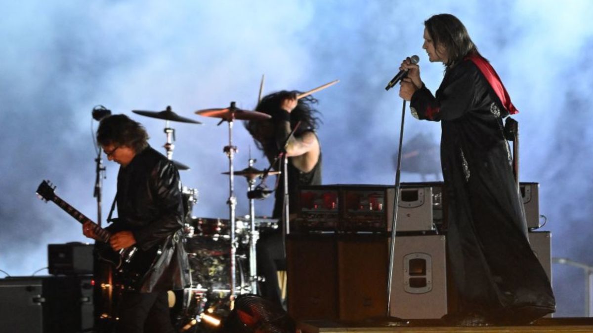 Iommi and Osbourne perform at the Birmingham 2022 Commonwealth Games Closing Ceremony at Alexander Stadium on August 08, 2022 on the Birmingham, England