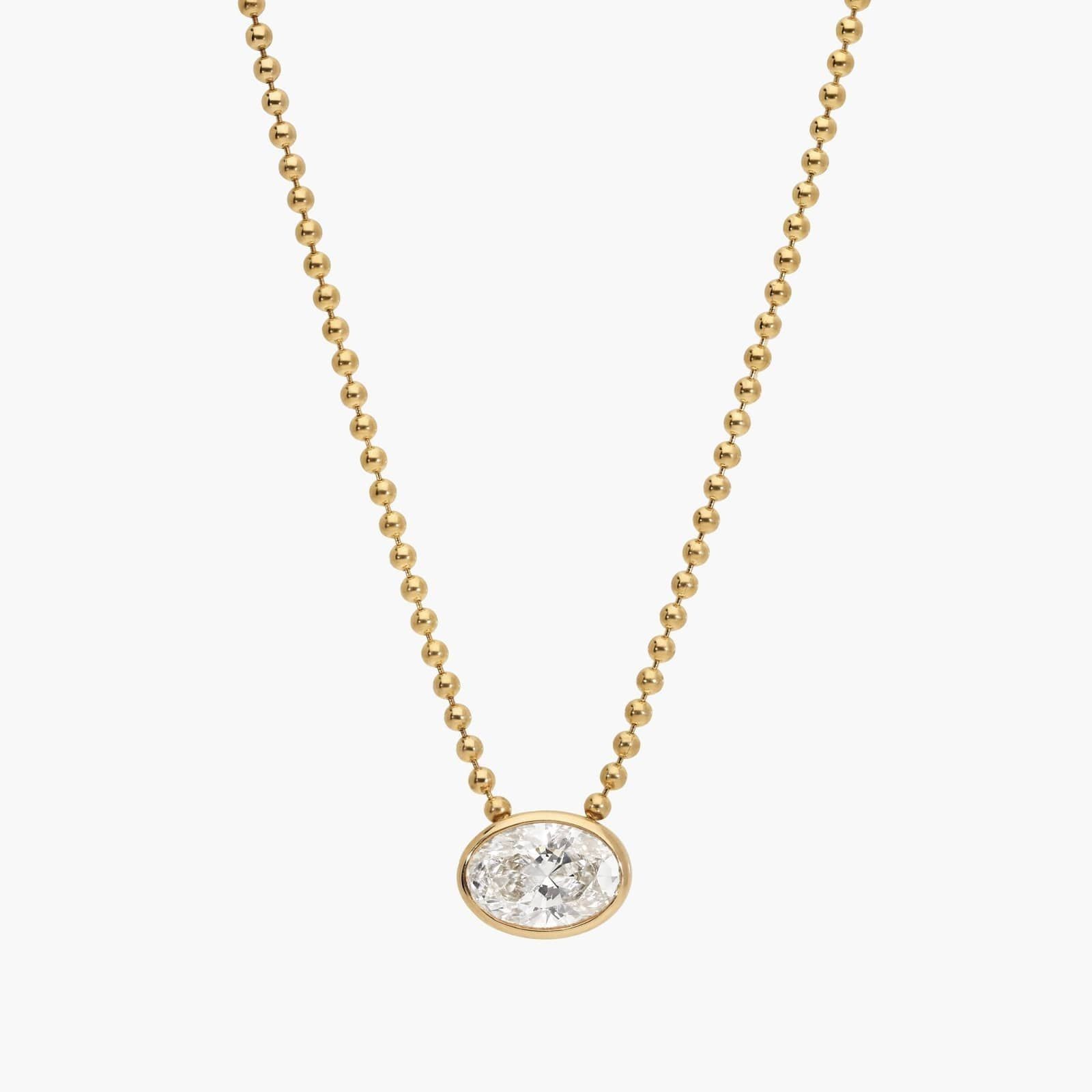 James Allen, East-West Bezel Solitaire Bead Chain Necklace With 1 CTW Oval Cut Lab-Grown Diamond