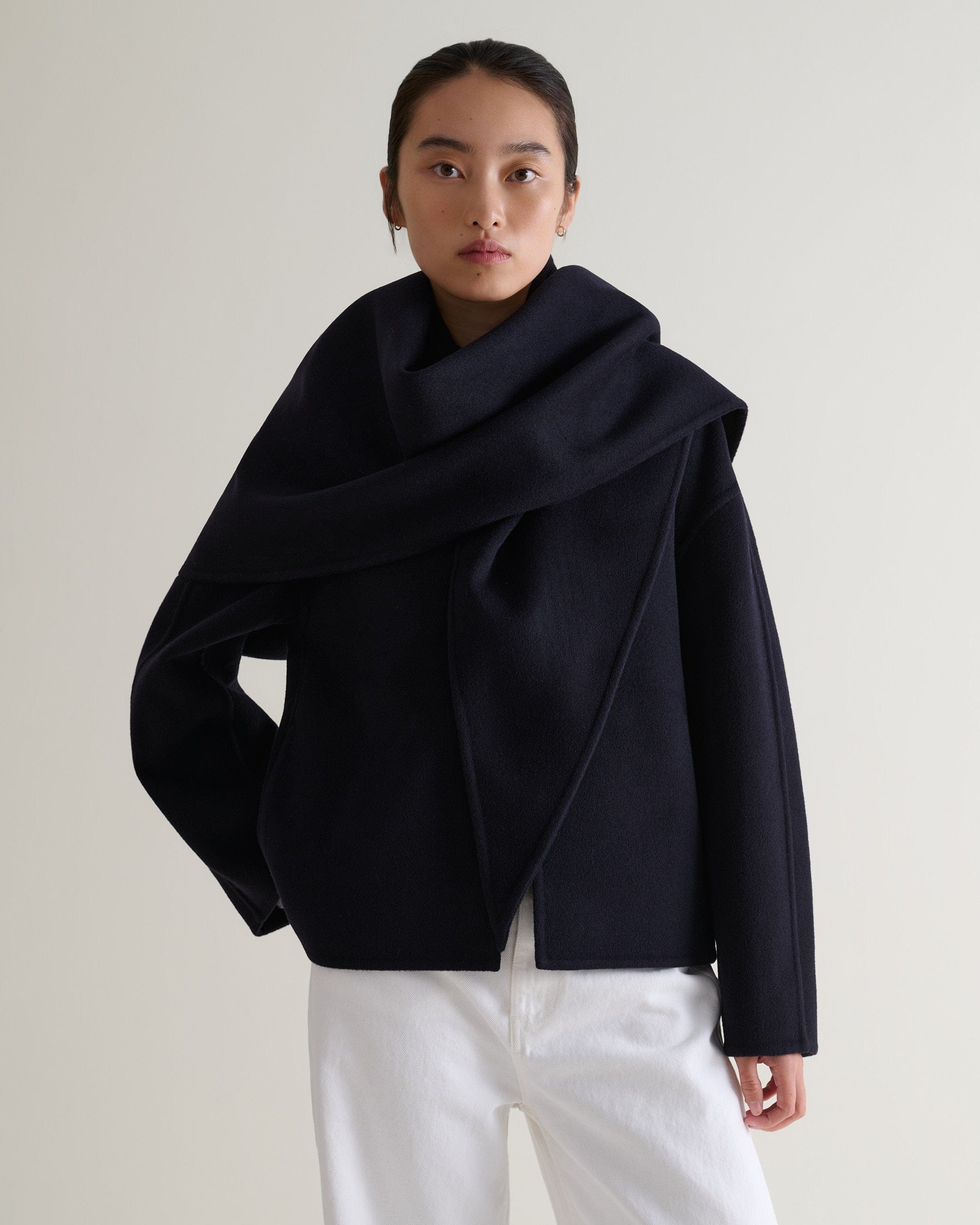 Cashmere Wool Double Faced Scarf Jacket