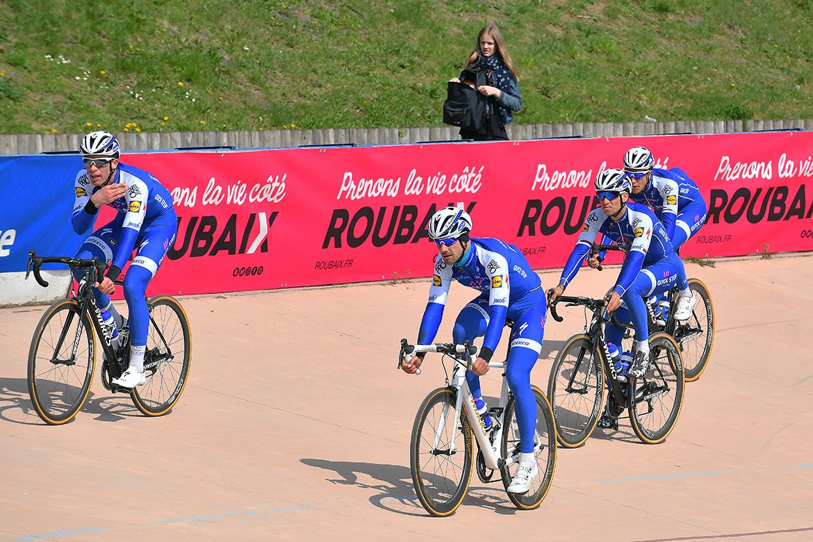 Quick-Step on the Roubaix velodrome