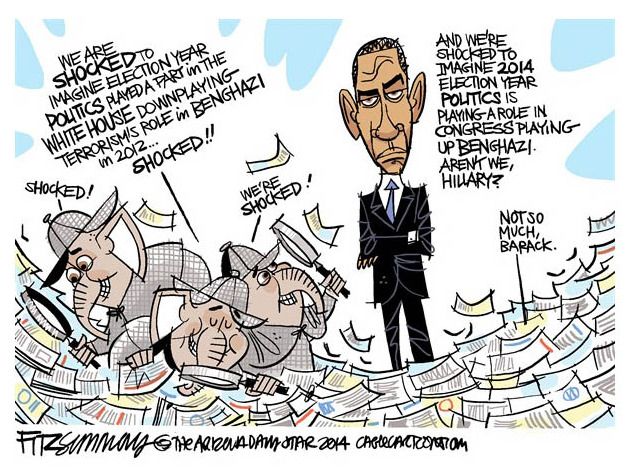 Political cartoon Obama Benghazi hearings